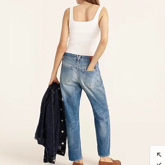 J. CREW BA646 Slouchy boyfriend jean in Southern Sky wash Mid Rise Rips Holes - Picture 4 of 12